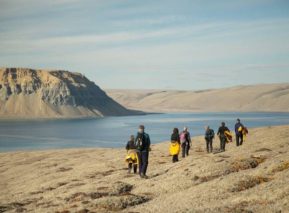 Guests hiking in Radstock Bay, Nunavut in the Canadian High Arctic - Photo by Acacia Johnson