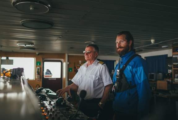 Solan Jensen and Captain on Bridge