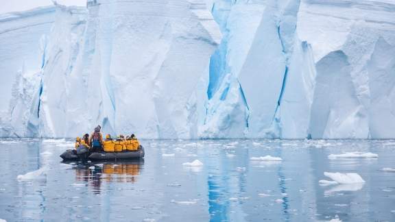 Zodiac cruising in the Antarctic